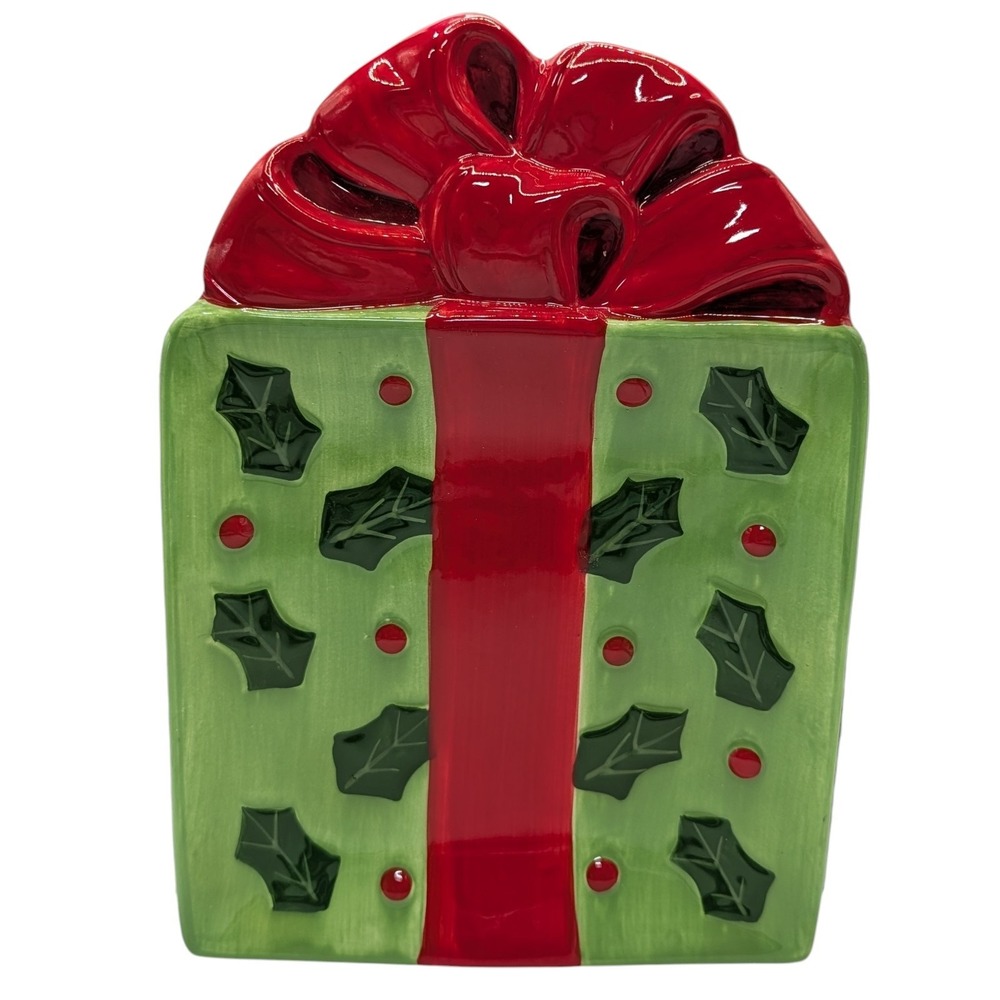 Vintage Fitz and Floyd Plate Gourmet Kringle Christmas Gift Present Green Red‎